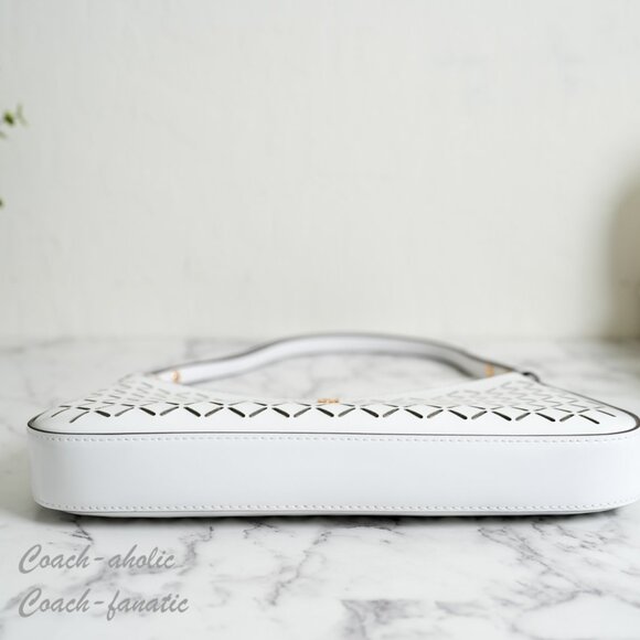 NWT Tory Burch Emerson Perforated Leather Shoulder Bag in Optic White - Picture 6 of 8